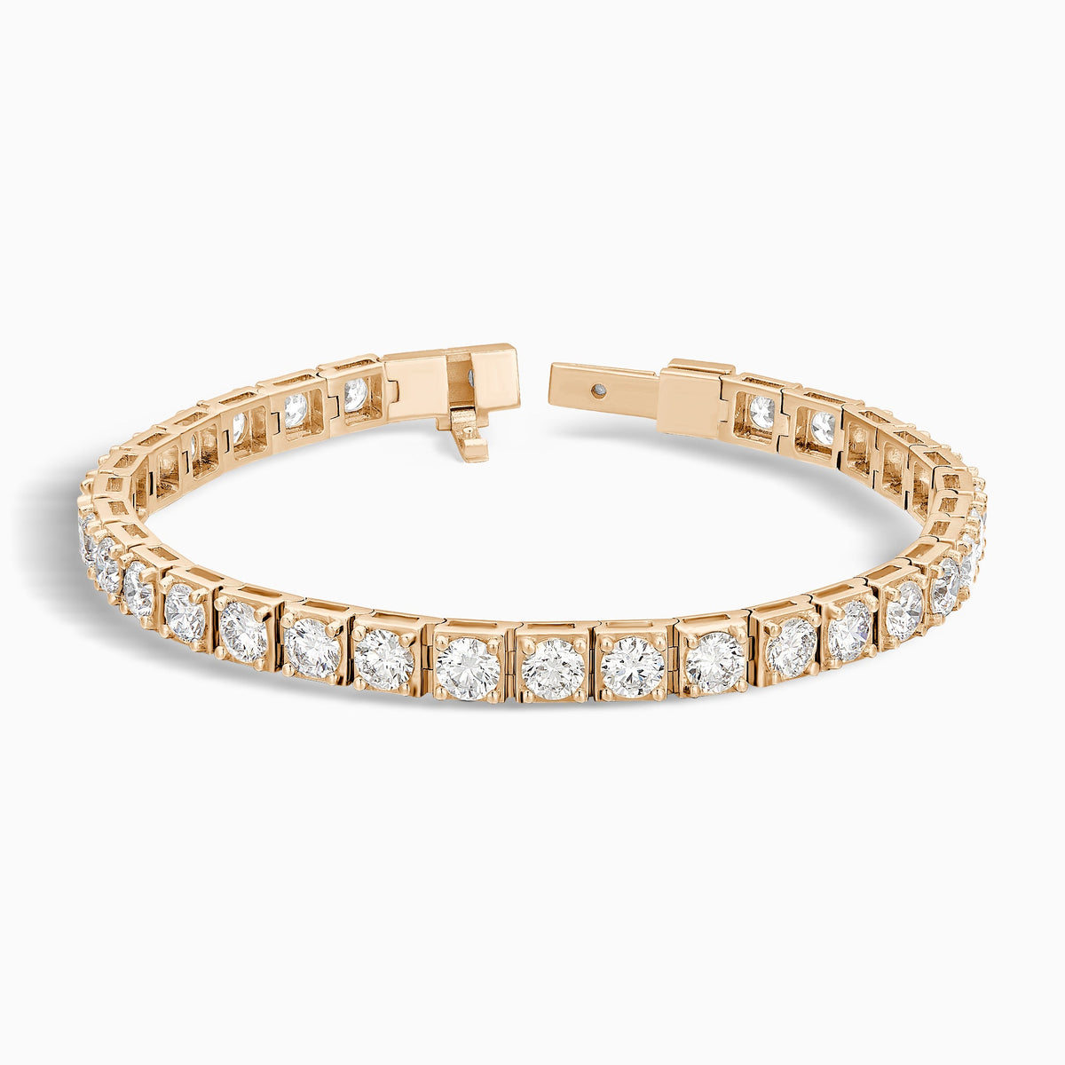 Round Brilliant Box Link Diamond Tennis Bracelet in 14K Rose Gold