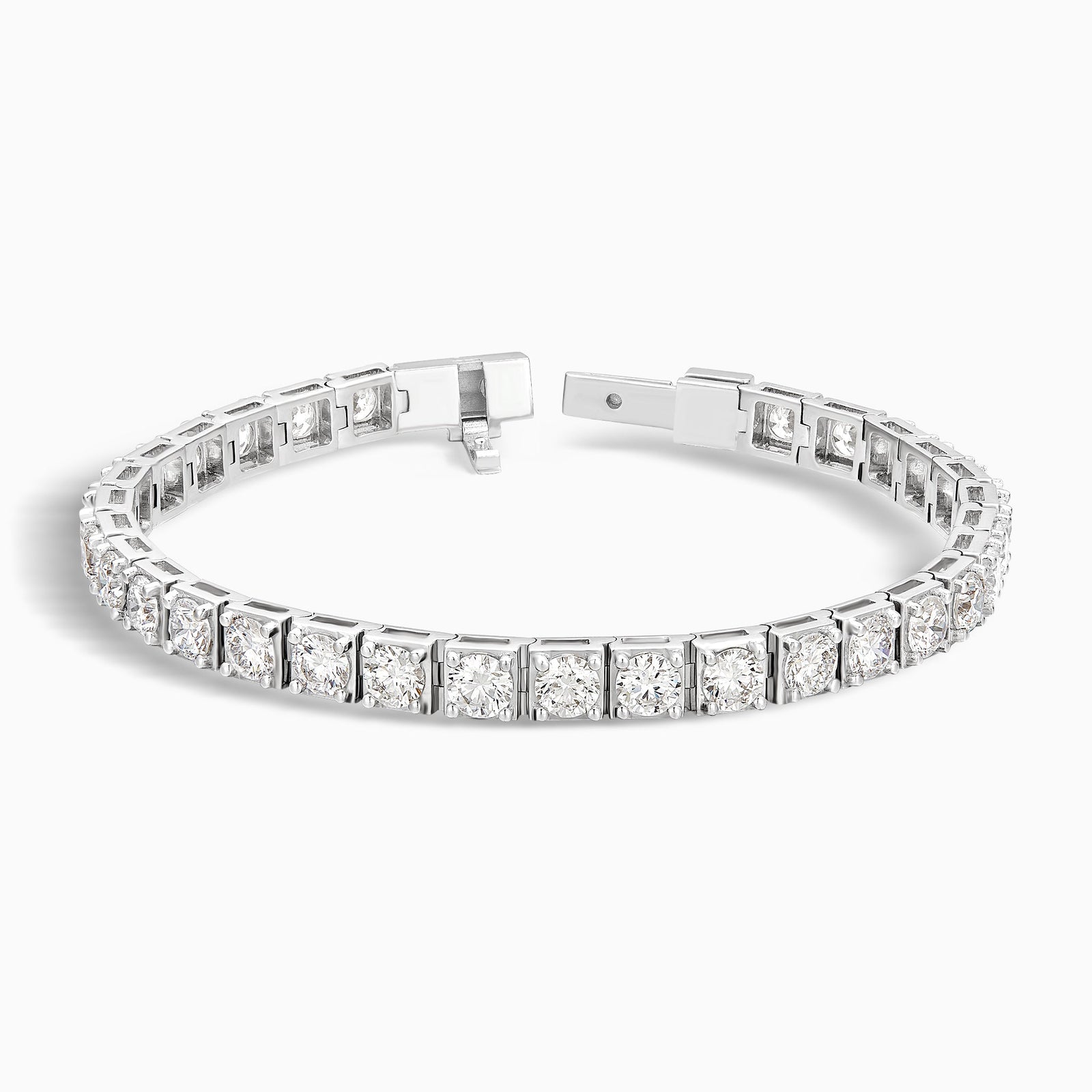 Round Brilliant Box Link Diamond Tennis Bracelet