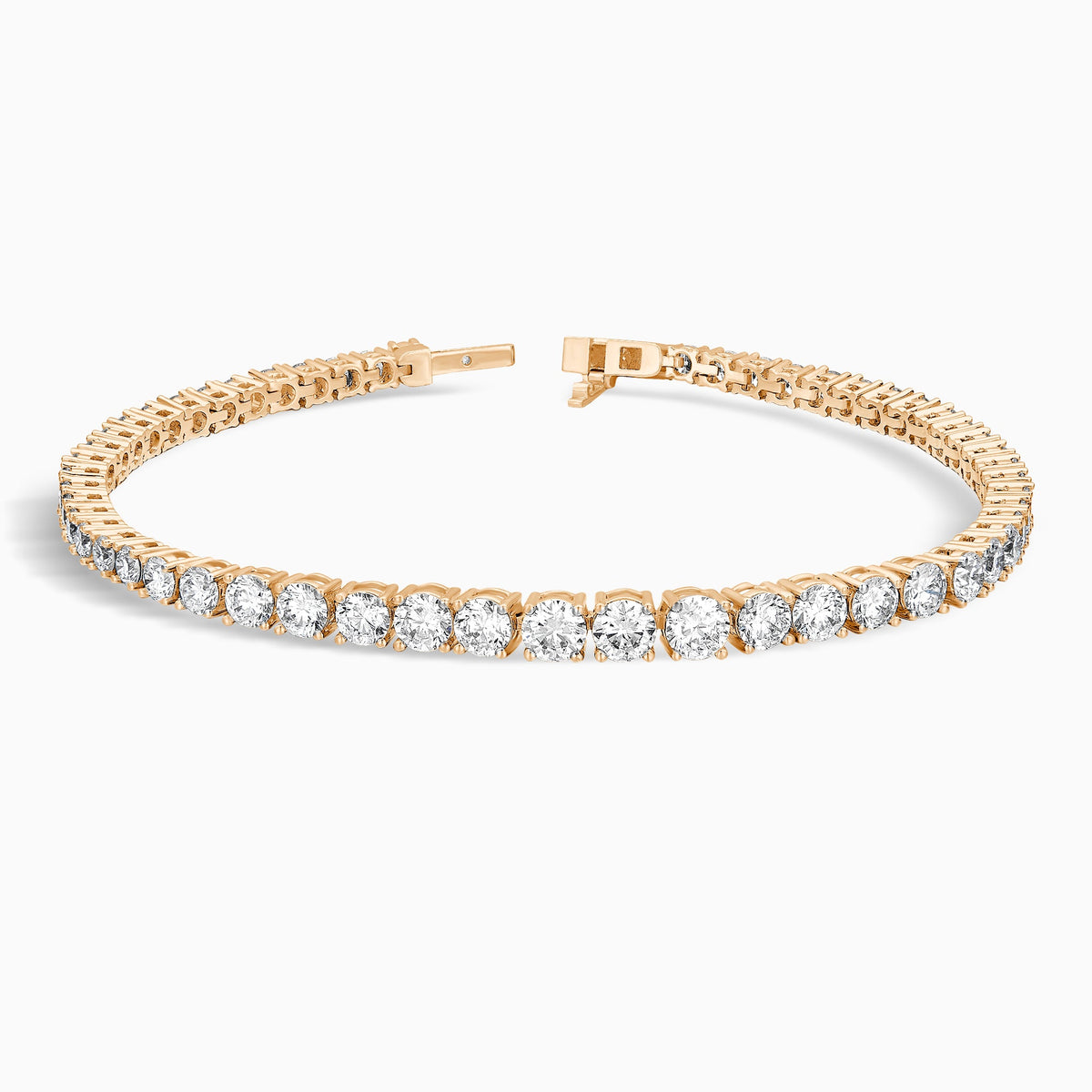 Four-Prong Round Brilliant Diamond Tennis Bracelet in 14K Rose Gold