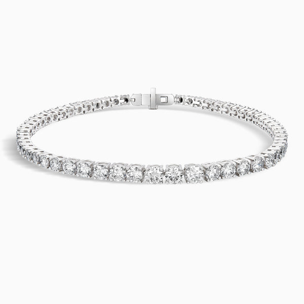 Four-Prong Round Brilliant Diamond Tennis Bracelet in 14K White Gold