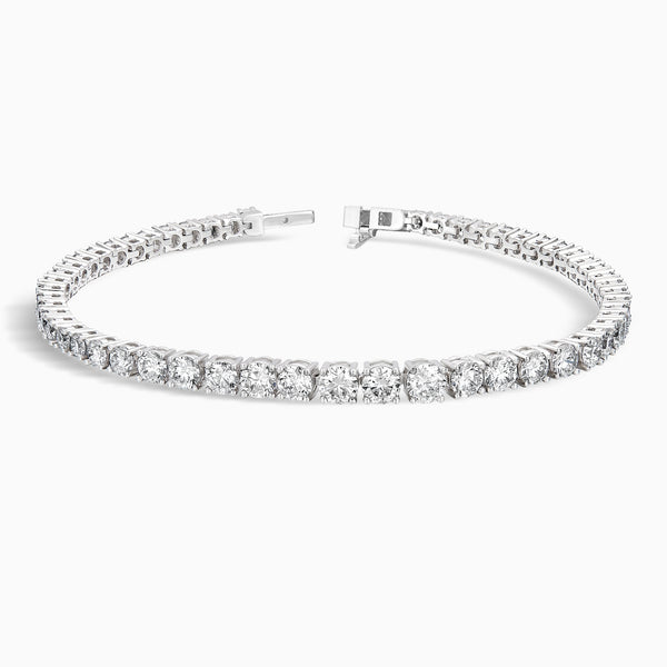 Four-Prong Round Brilliant Diamond Tennis Bracelet in 14K White Gold