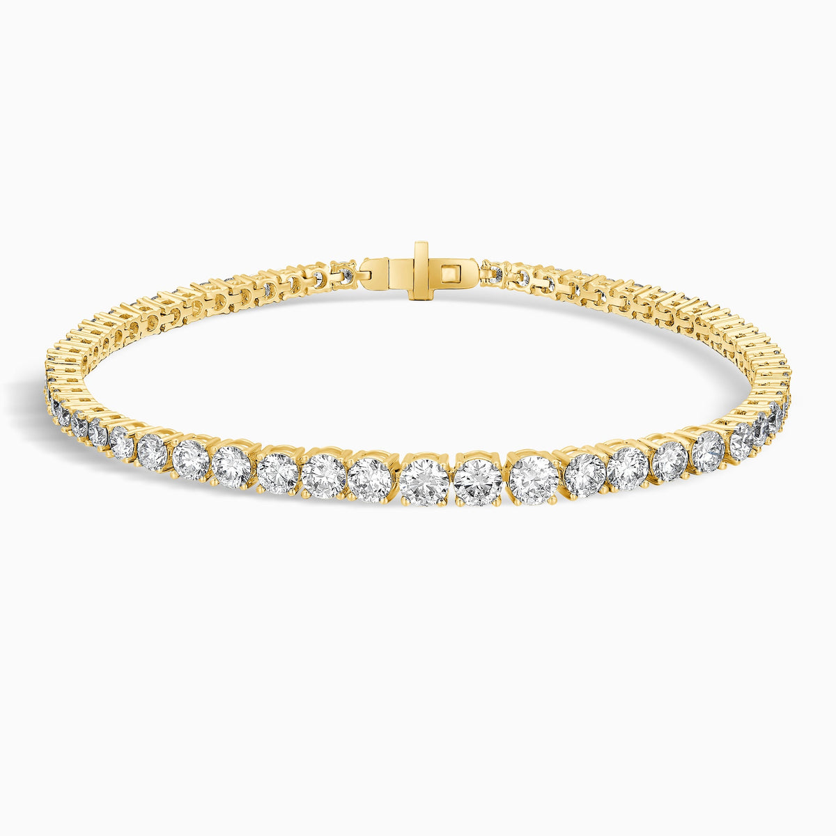 Four-Prong Round Brilliant Diamond Tennis Bracelet in 14K Yellow Gold