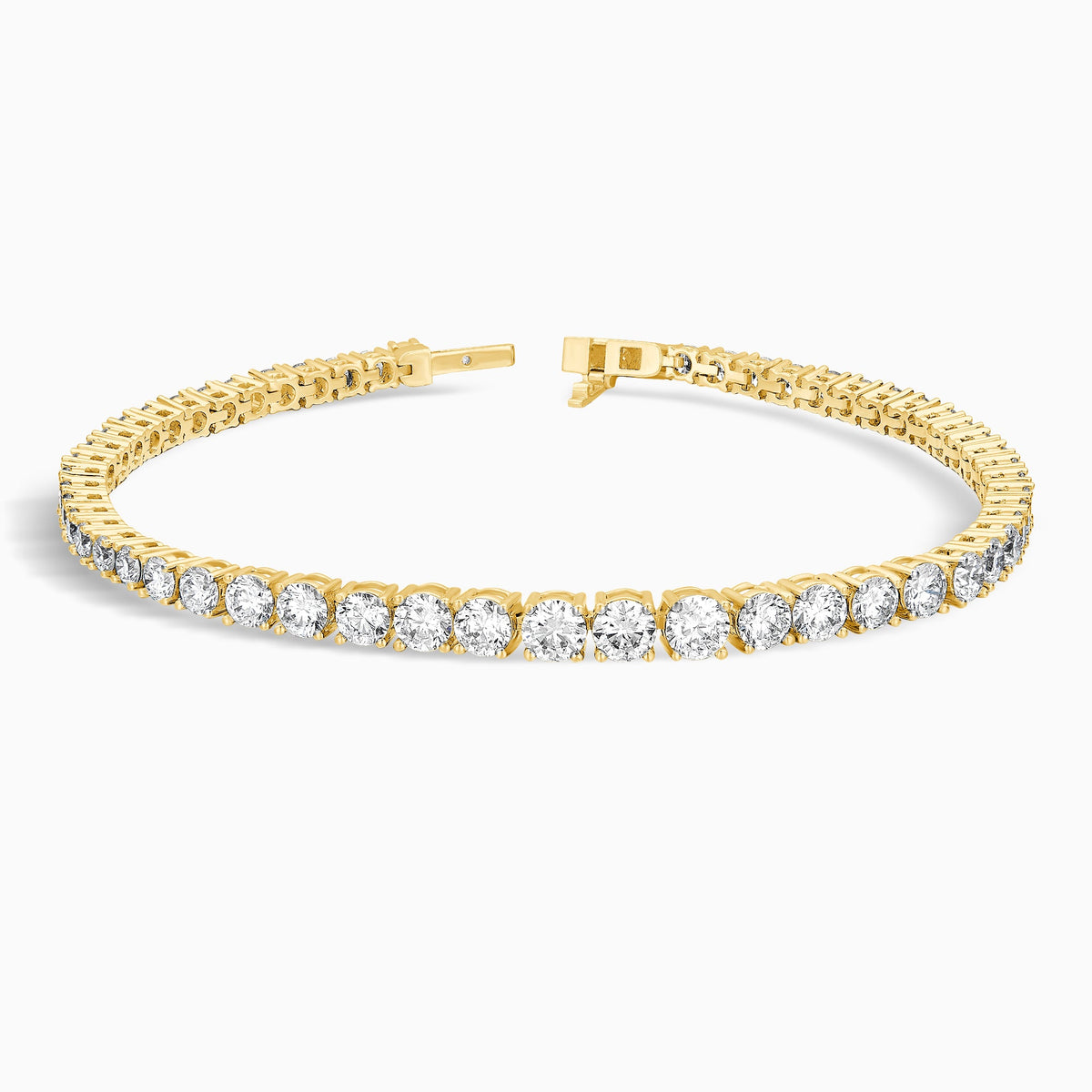 Four-Prong Round Brilliant Diamond Tennis Bracelet in 18K Yellow Gold