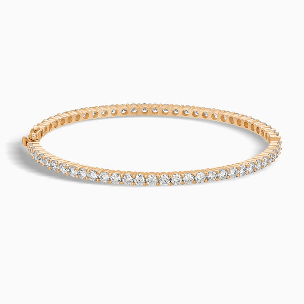 Round Brilliant Eternity Bangle Bracelet in 14K Rose Gold