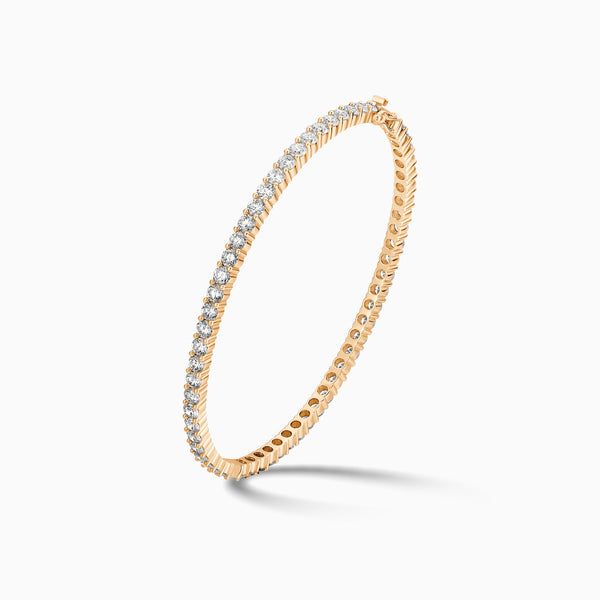 Round Brilliant Eternity Bangle Bracelet in 14K Rose Gold