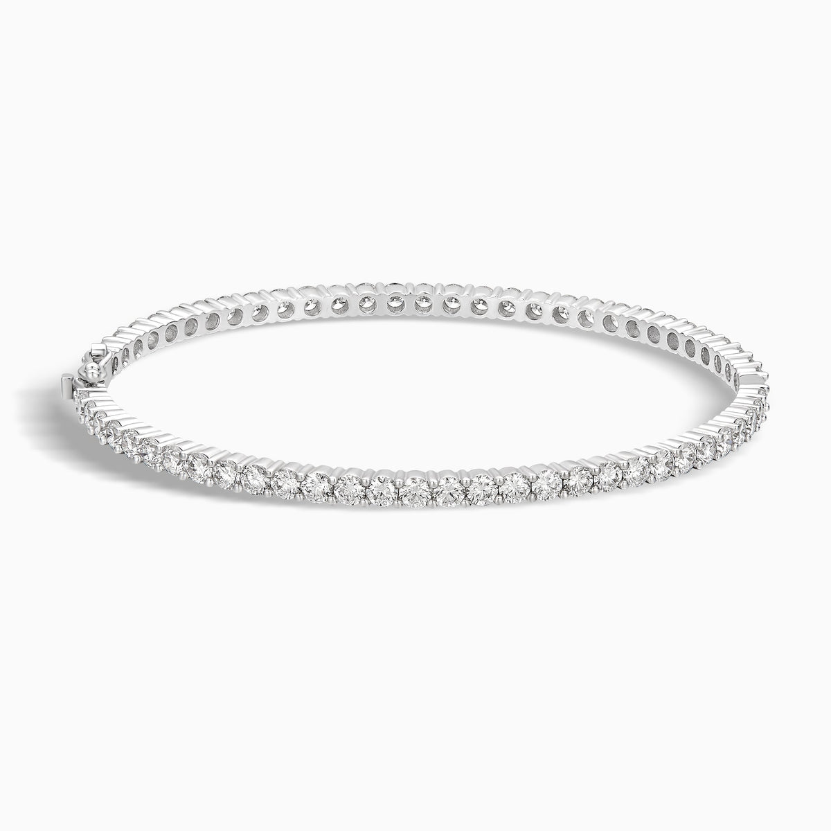 Round Brilliant Eternity Bangle Bracelet in 14K White Gold