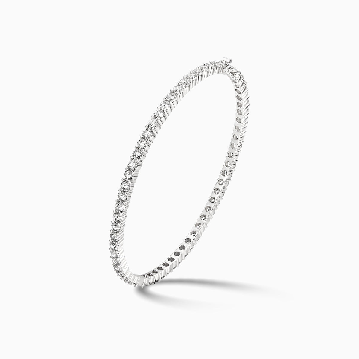 Round Brilliant Eternity Bangle Bracelet in 14K White Gold