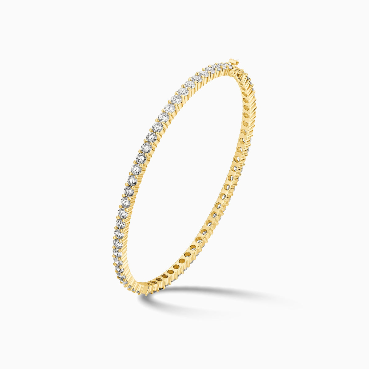 Round Brilliant Eternity Bangle Bracelet in 18K Yellow Gold