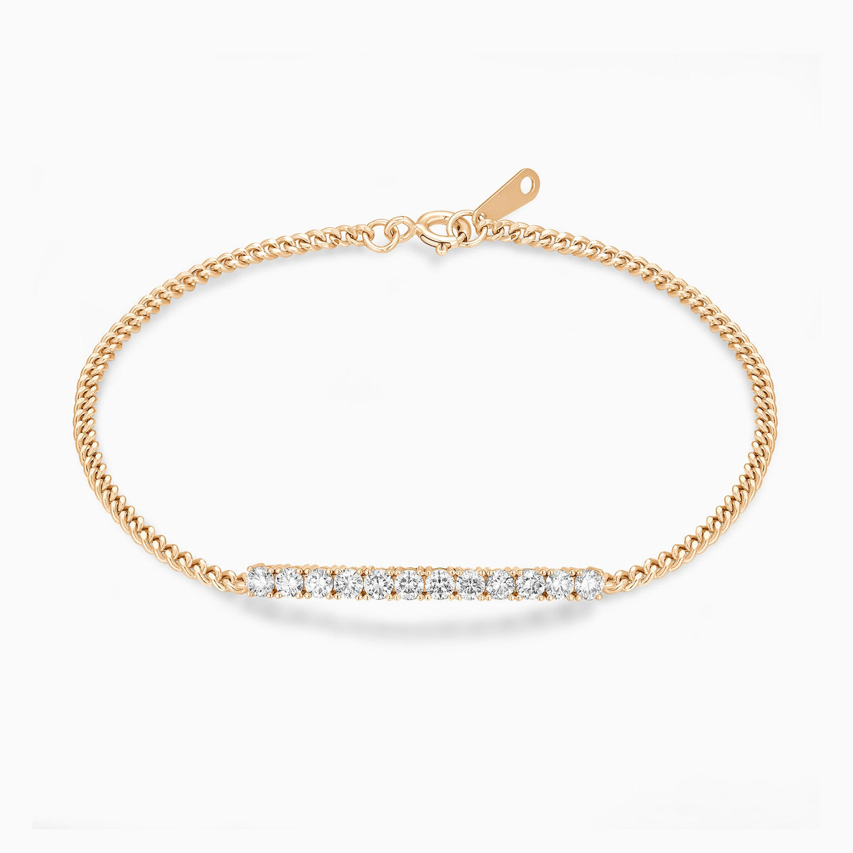 Round Brilliant Diamond Bar Bracelet in 14K Rose Gold