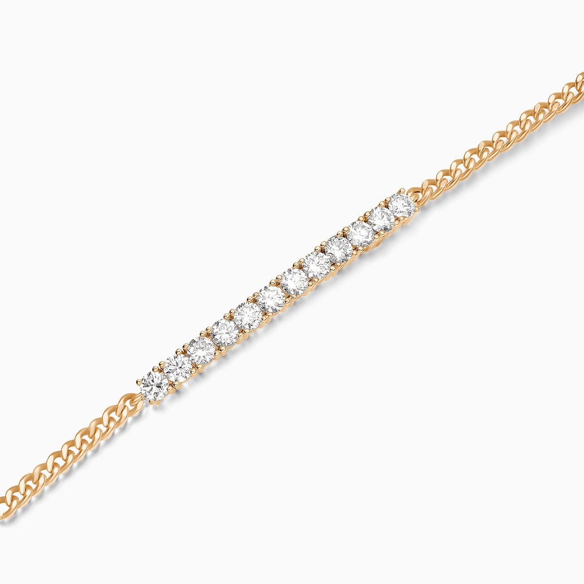 Round Brilliant Diamond Bar Bracelet in 14K Rose Gold