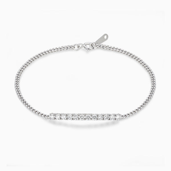 Round Brilliant Diamond Bar Bracelet in 14K White Gold