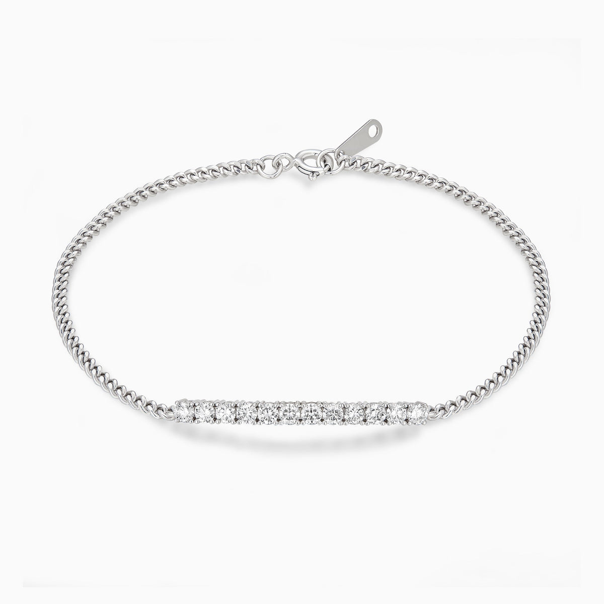 Round Brilliant Diamond Bar Bracelet in 18K White Gold