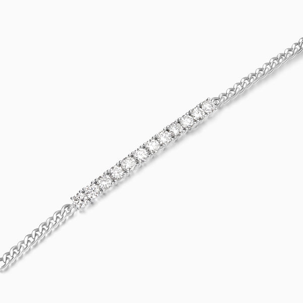 Round Brilliant Diamond Bar Bracelet in 14K White Gold