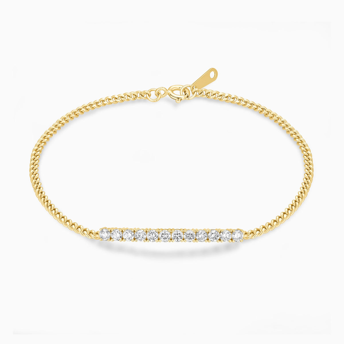 Round Brilliant Diamond Bar Bracelet in 14K Yellow Gold