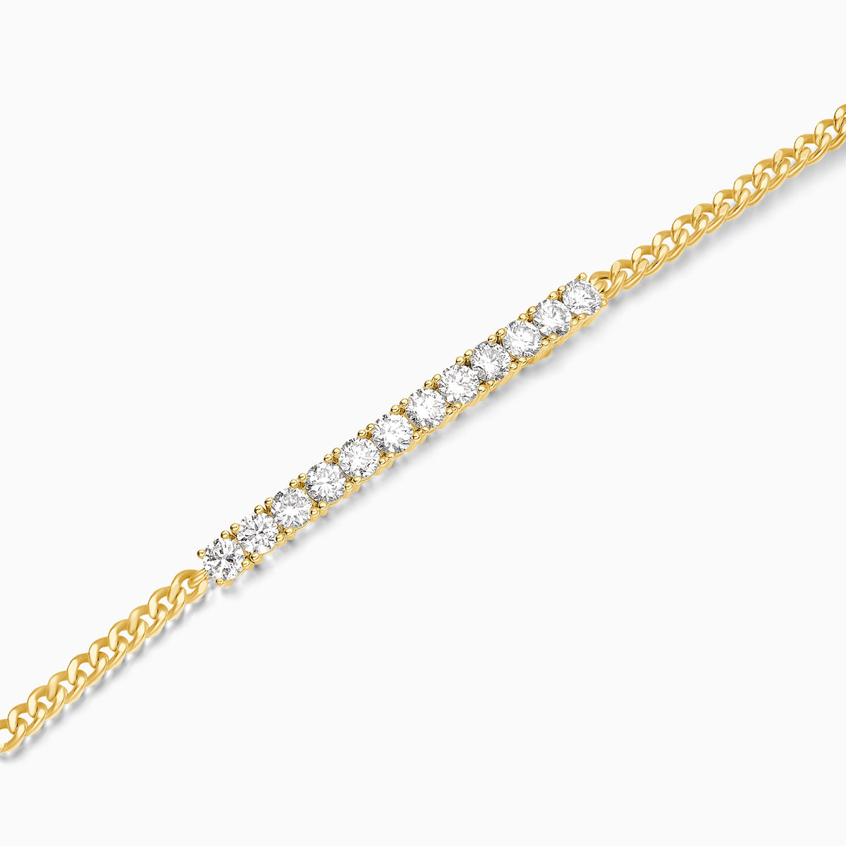 Round Brilliant Diamond Bar Bracelet in 14K Yellow Gold