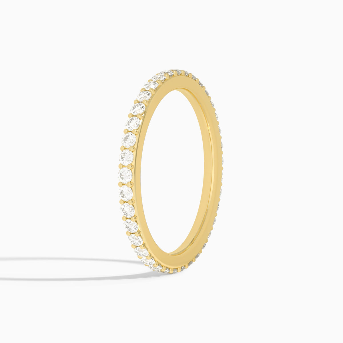 Classic Shared Prong Eternity Diamond Ring in 18K Yellow Gold
