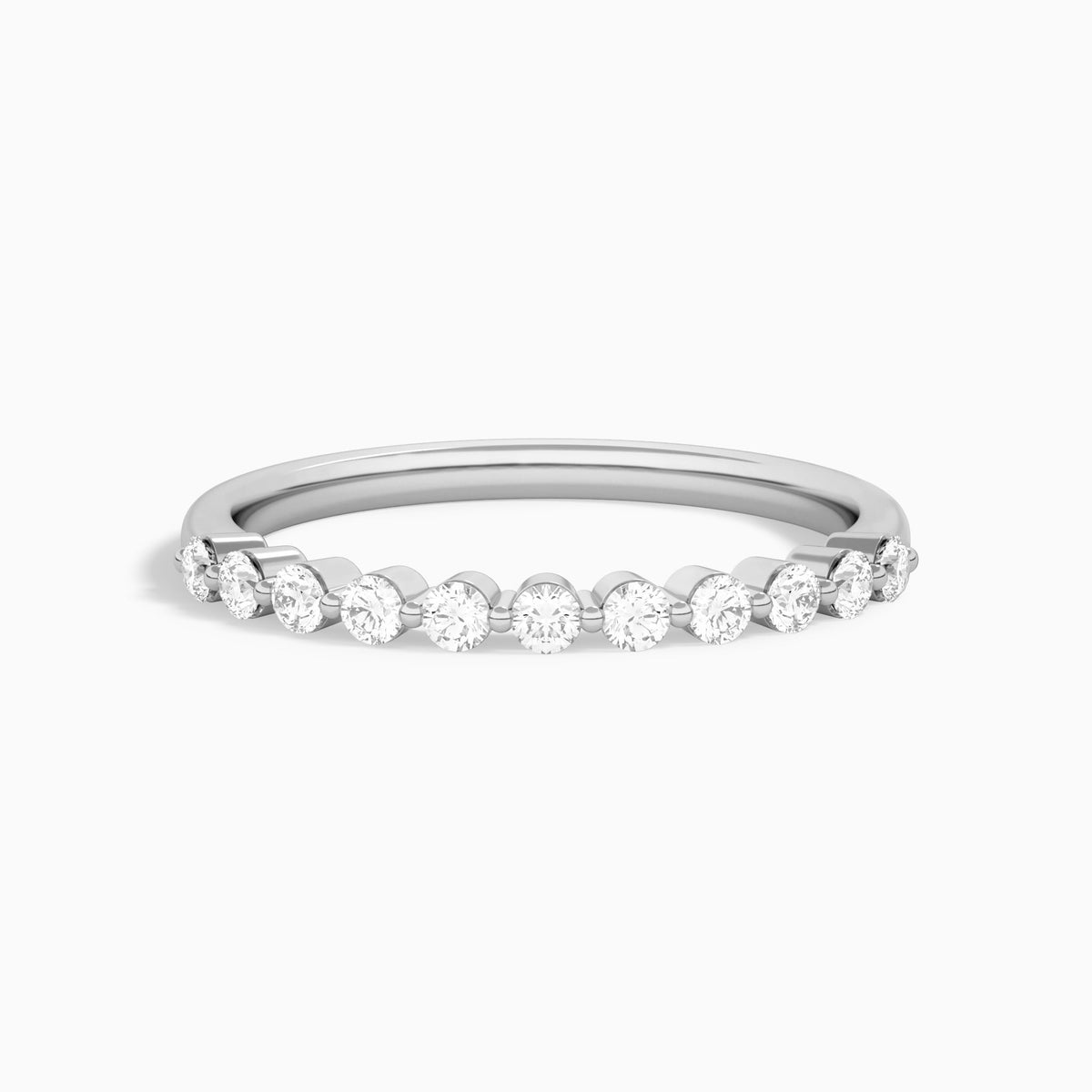 Bezel Set Diamond Ring in 14K White Gold