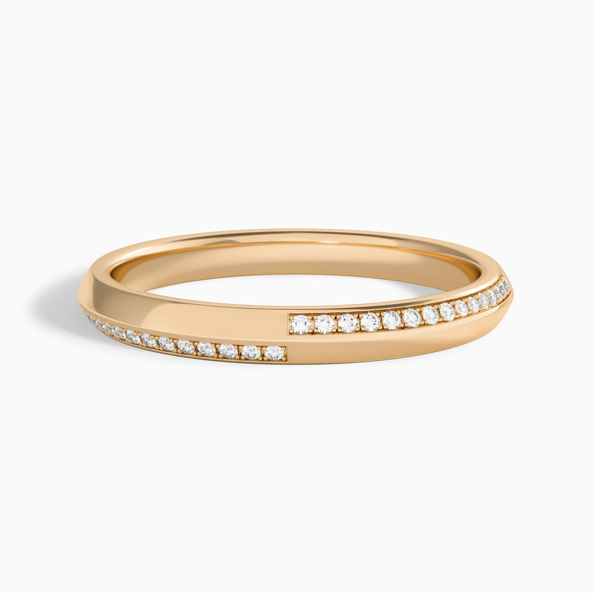 Knife Edge Diamond Wedding Band in 14K Rose Gold