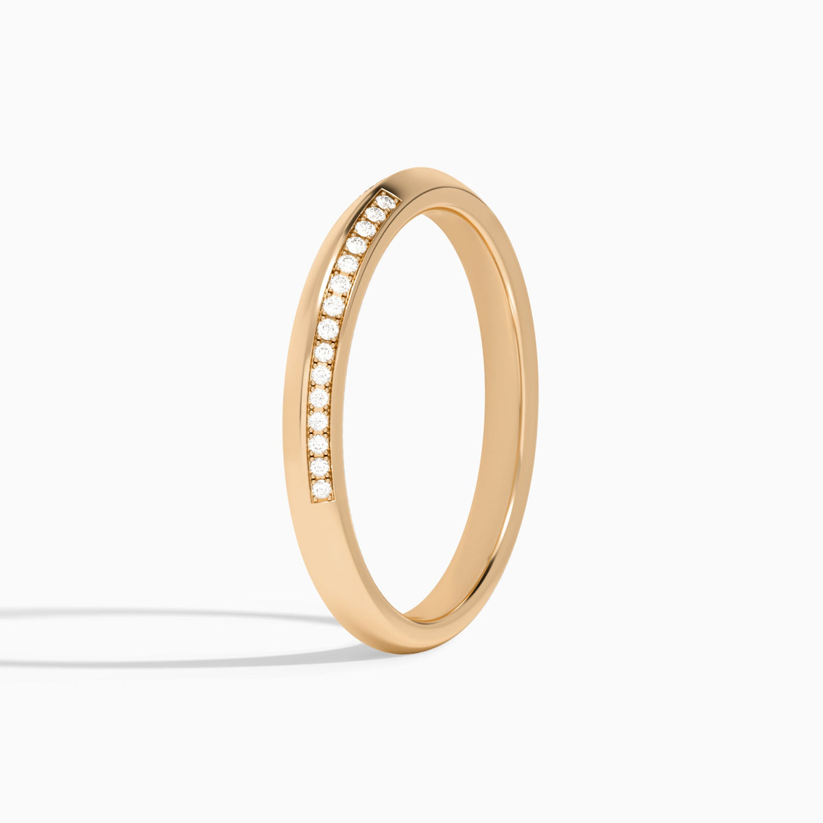 Knife Edge Diamond Wedding Band in 14K Rose Gold