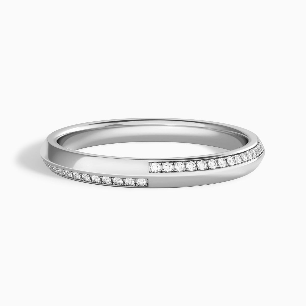 Knife Edge Diamond Wedding Band in 18K White Gold