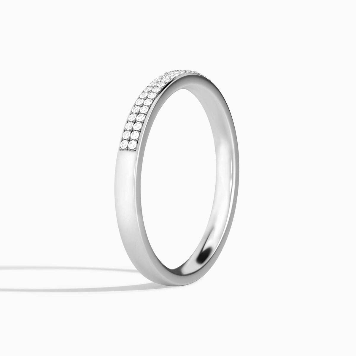 Two Row Pave Diamond Ring in Platinum