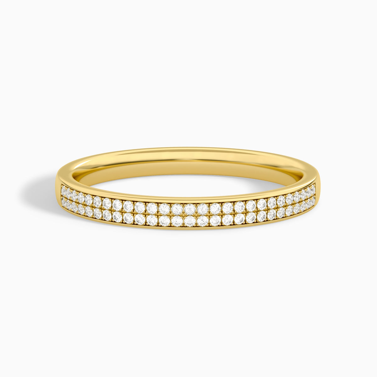 Two Row Pave Diamond Ring in 14K Yellow Gold