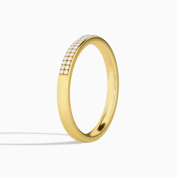Two Row Pave Diamond Ring in 18K Yellow Gold