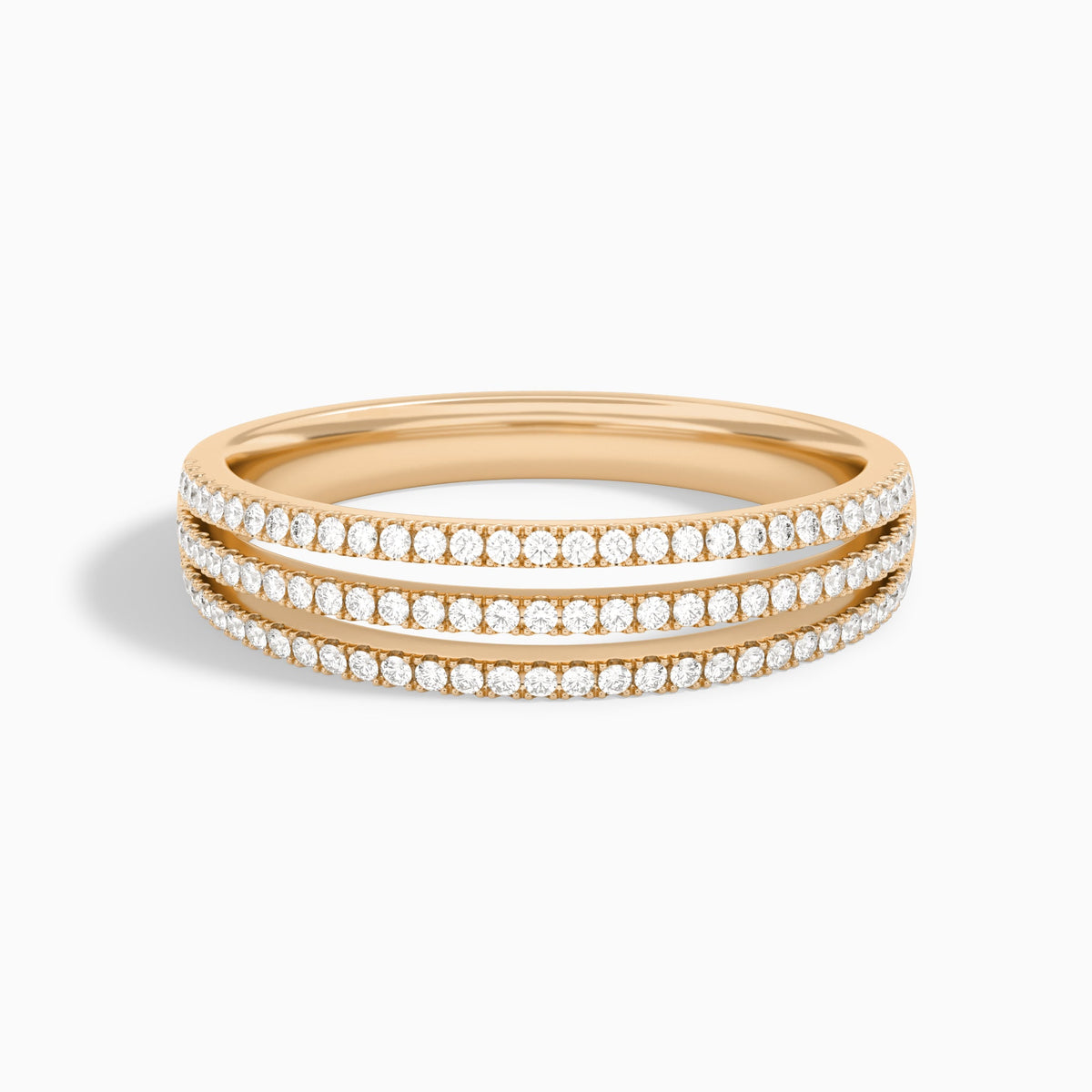 Luxe Triple Split Shank Diamond Ring in 14K Rose Gold