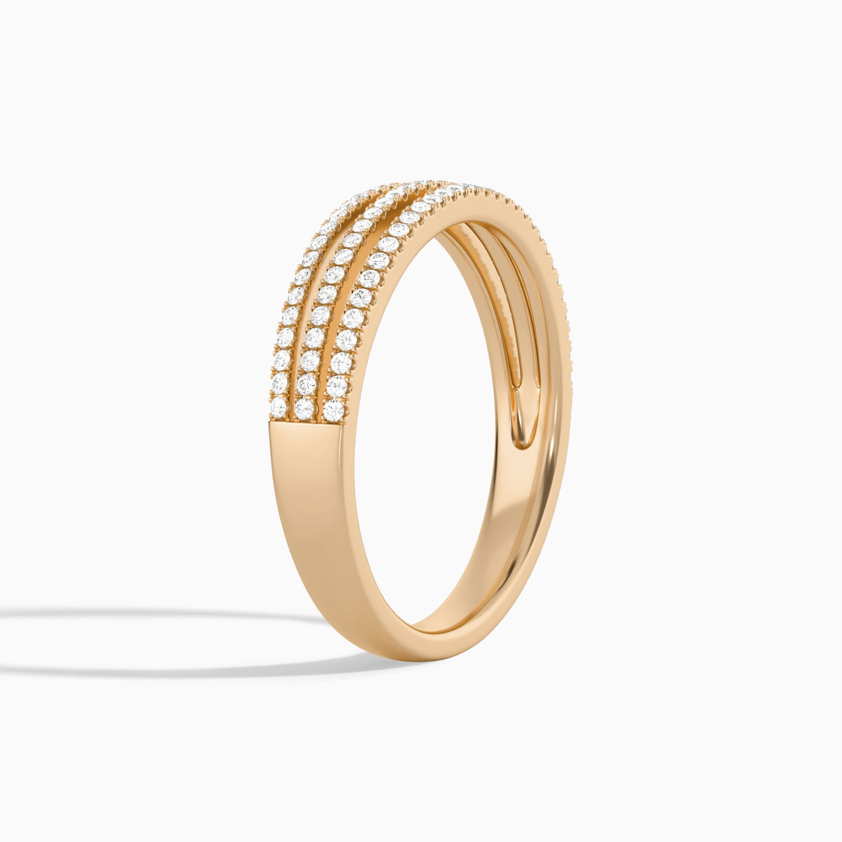 Luxe Triple Split Shank Diamond Ring in 14K Rose Gold