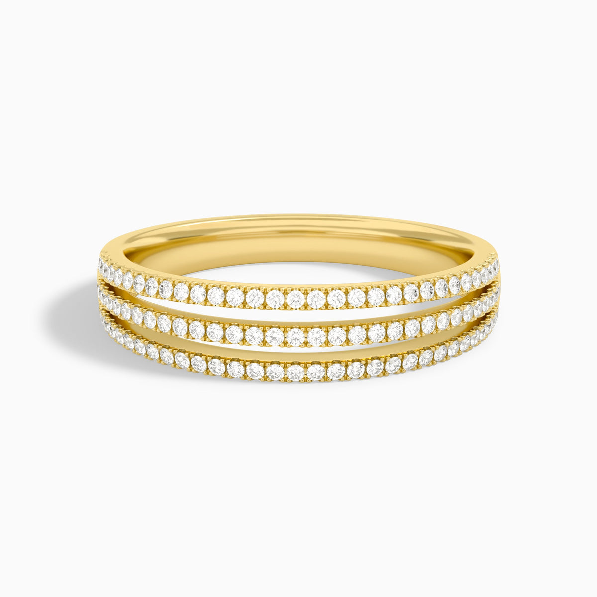 Luxe Triple Split Shank Diamond Ring in 14K Yellow Gold