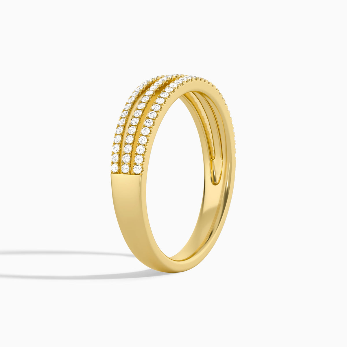 Luxe Triple Split Shank Diamond Ring in 14K Yellow Gold