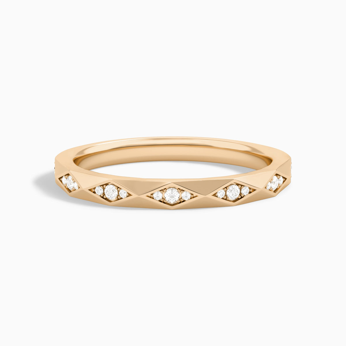 Adorned Faceted Diamond Ring in 14K Rose Gold