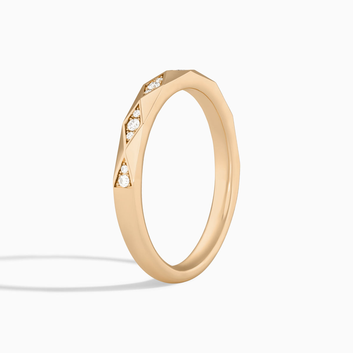 Adorned Faceted Diamond Ring in 14K Rose Gold