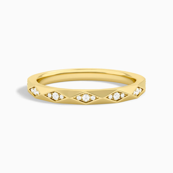 Adorned Faceted Diamond Ring in 14K Yellow Gold