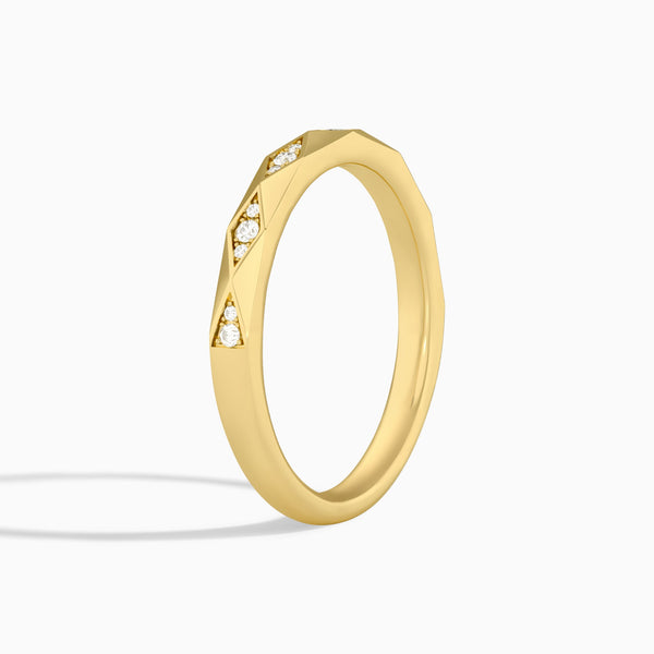 Adorned Faceted Diamond Ring in 14K Yellow Gold