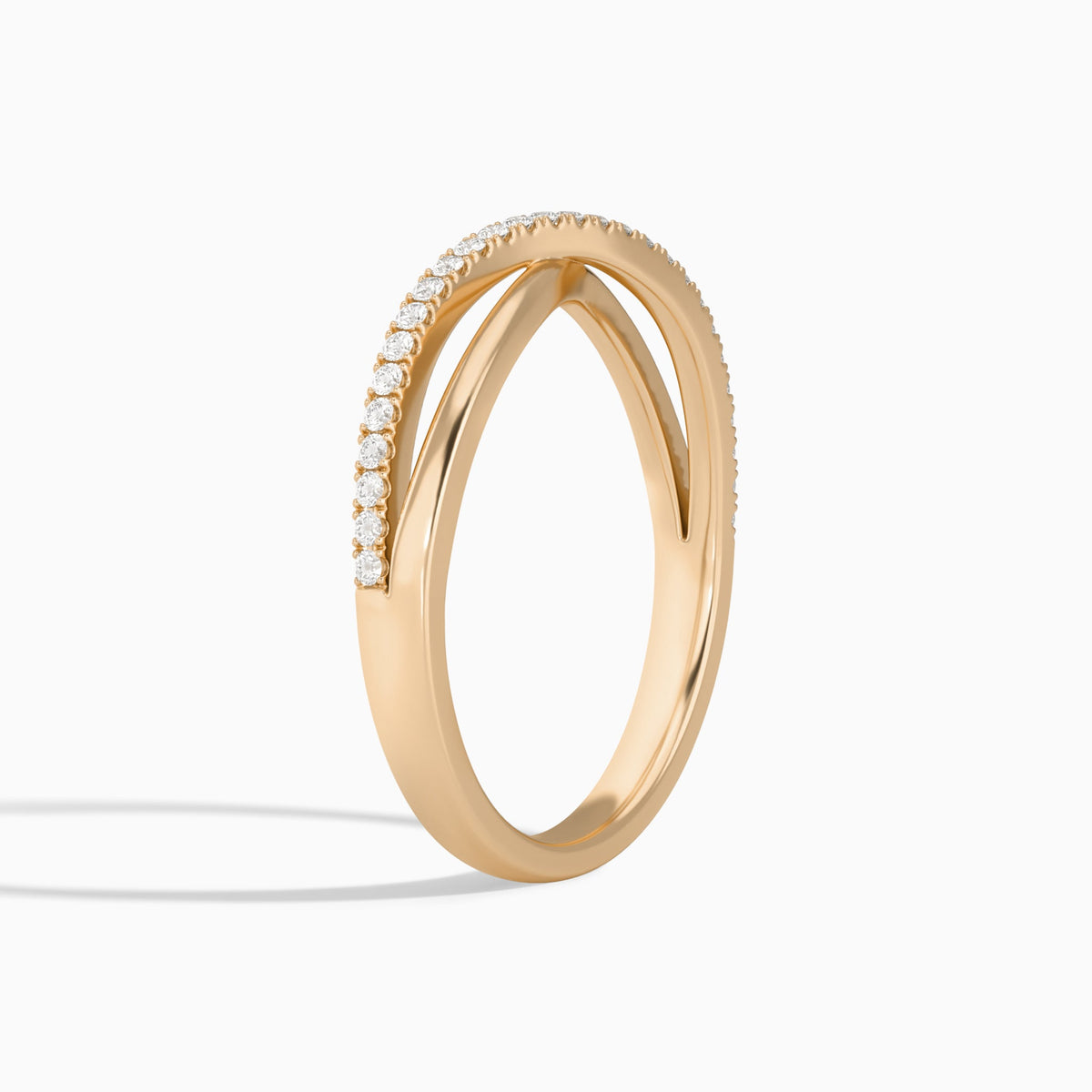 Accented Cross Diamond Ring in 14K Rose Gold