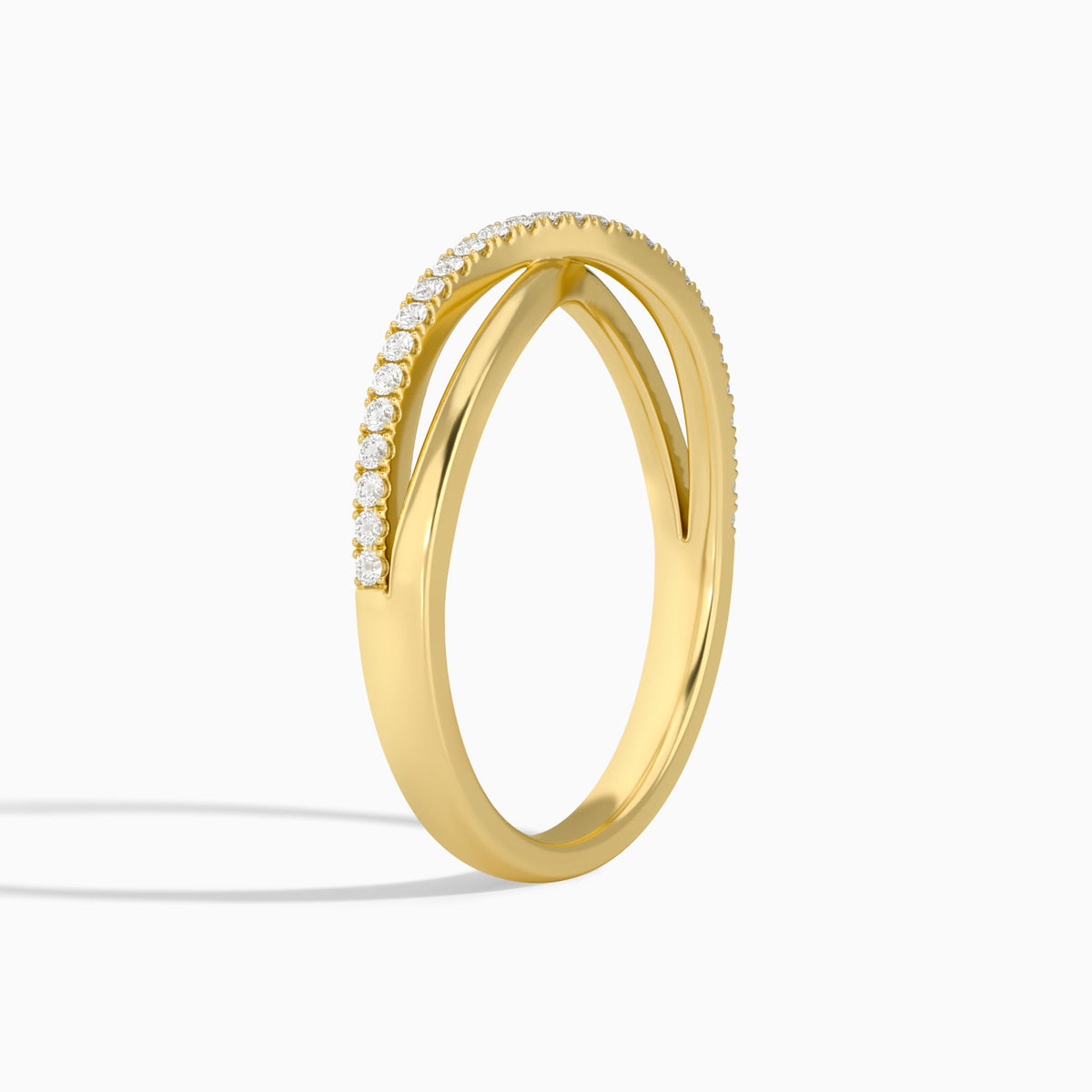 Accented Cross Diamond Ring in 18K Yellow Gold