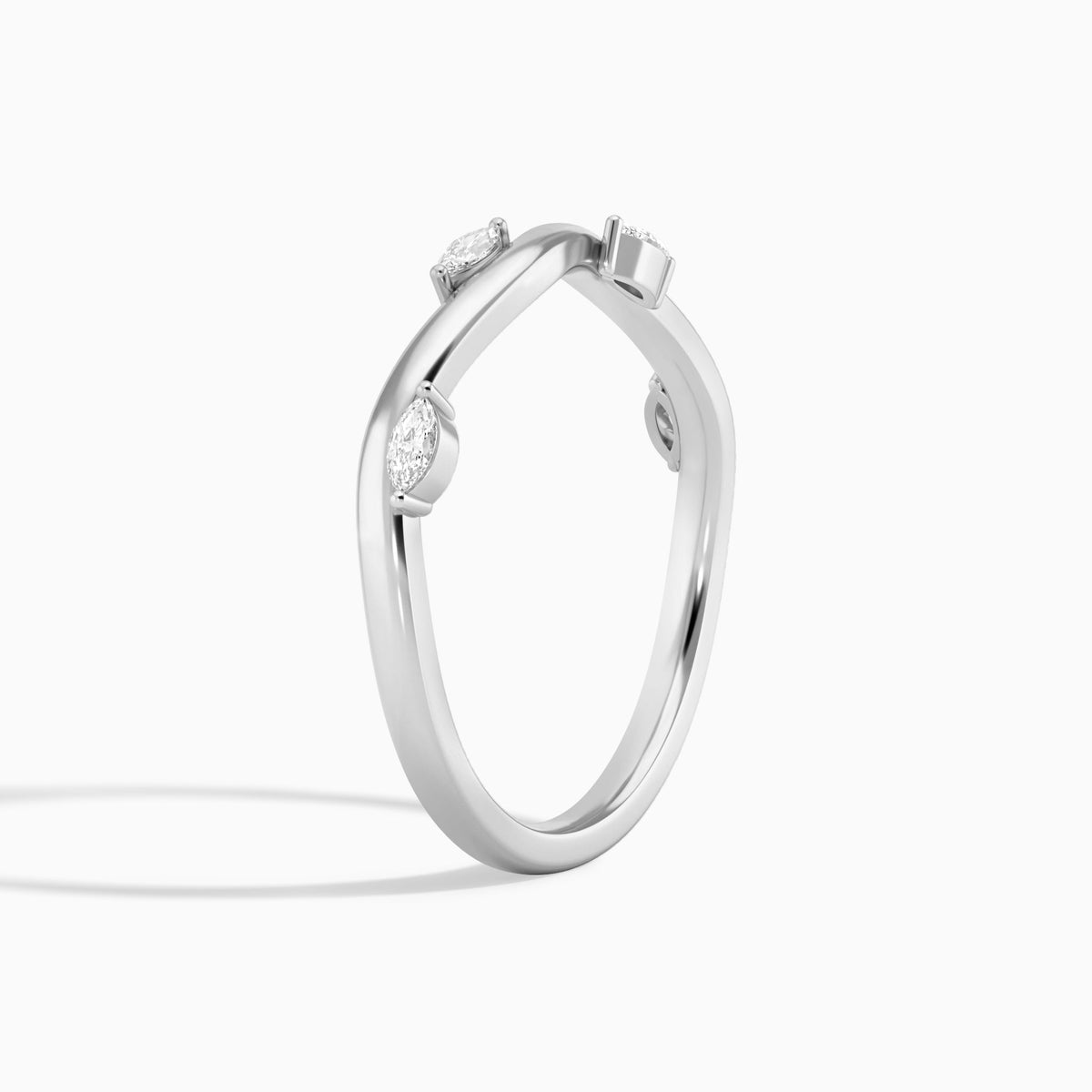 Stackable Wave Diamond Ring in Platinum