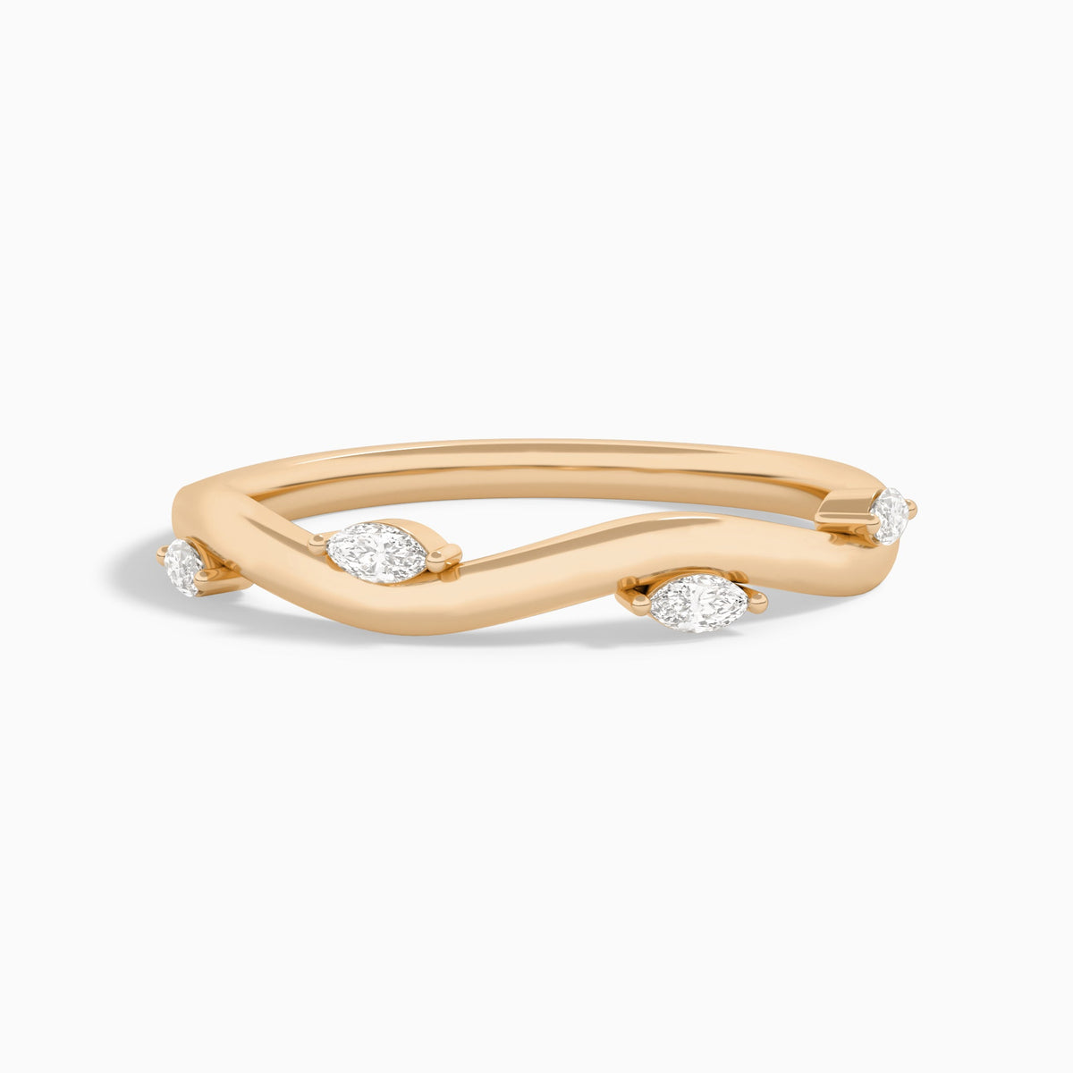 Stackable Wave Diamond Ring in 14K Rose Gold