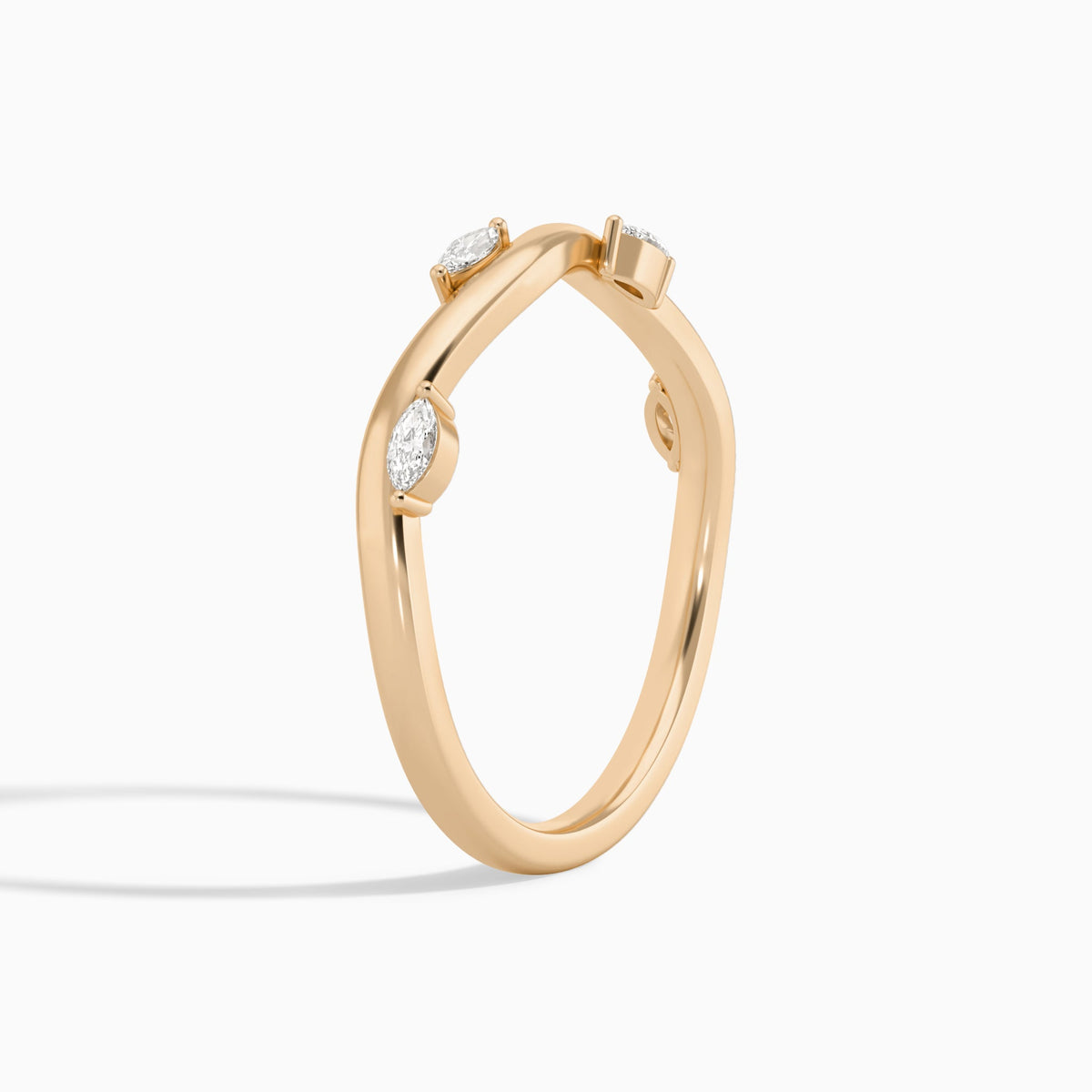 Stackable Wave Diamond Ring in 14K Rose Gold
