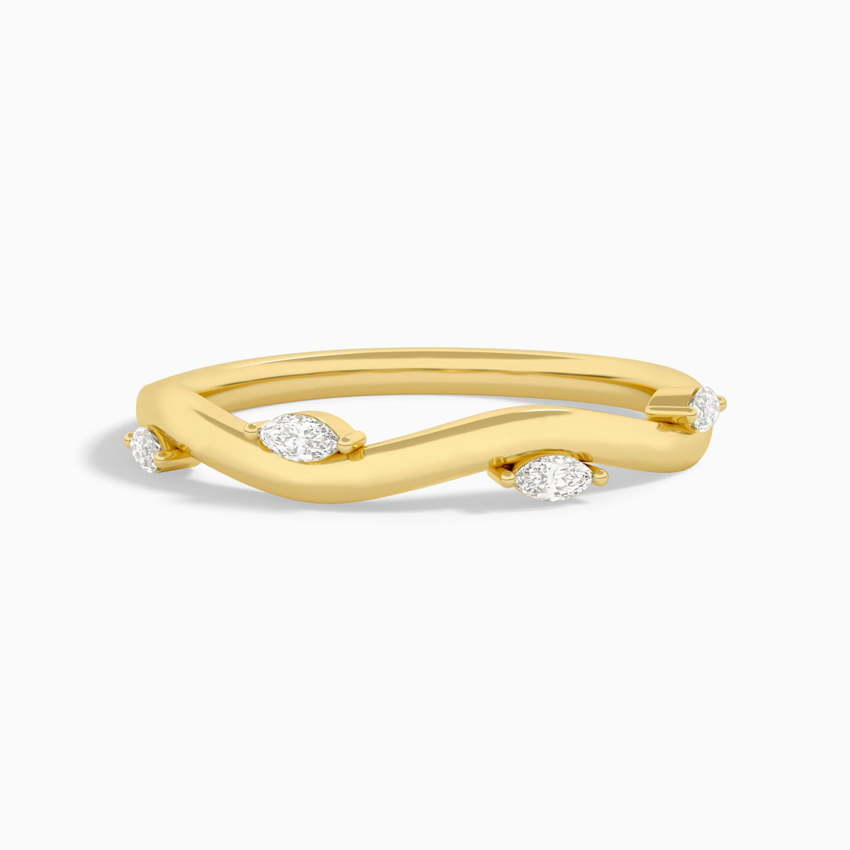 Stackable Wave Diamond Ring in 18K Yellow Gold
