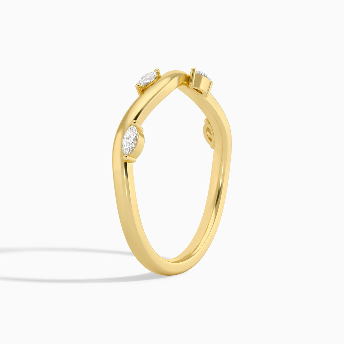 Stackable Wave Diamond Ring in 18K Yellow Gold