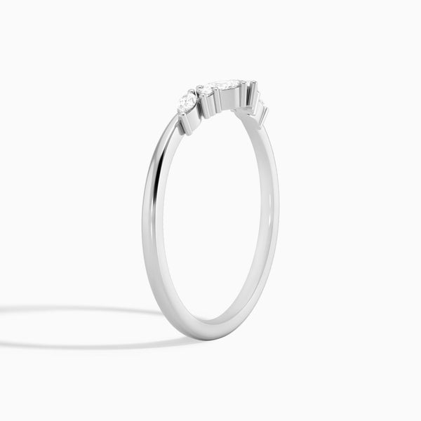 Luxe Marquise and Round Diamond Ring in 14K White Gold