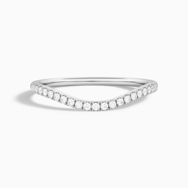 Curved Half Eternity Diamond Ring in 14K White Gold