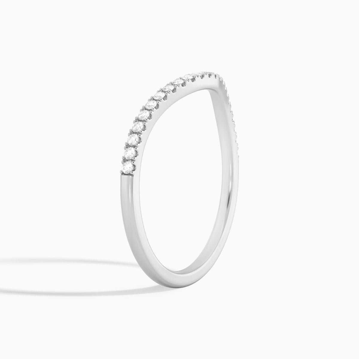 Curved Half Eternity Diamond Ring in 14K White Gold