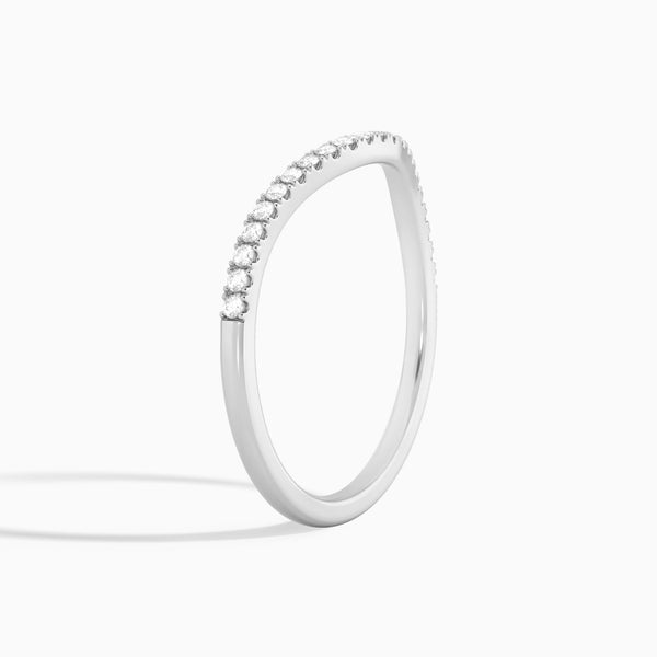 Curved Half Eternity Diamond Ring in 14K White Gold