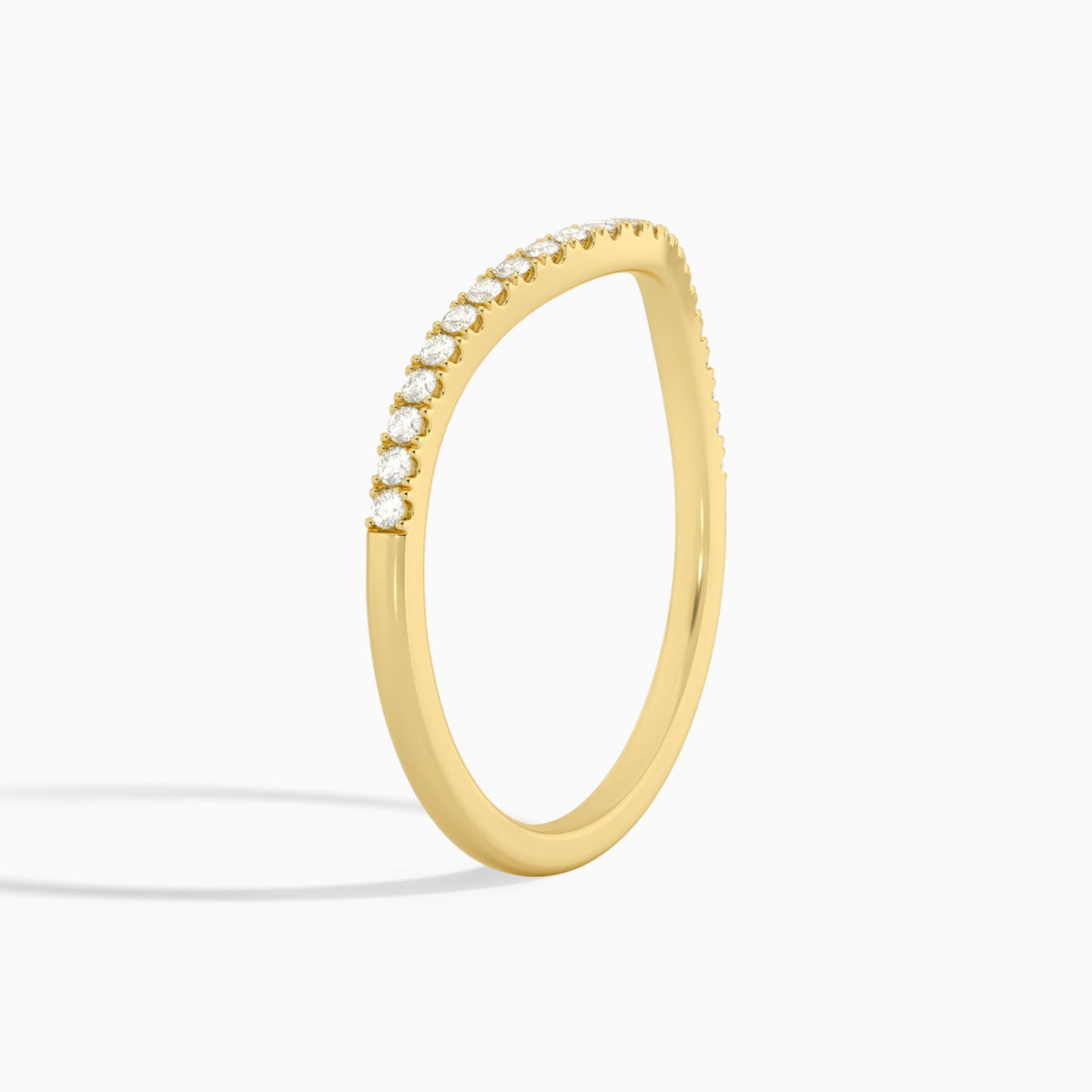Curved Half Eternity Diamond Ring in 14K Yellow Gold