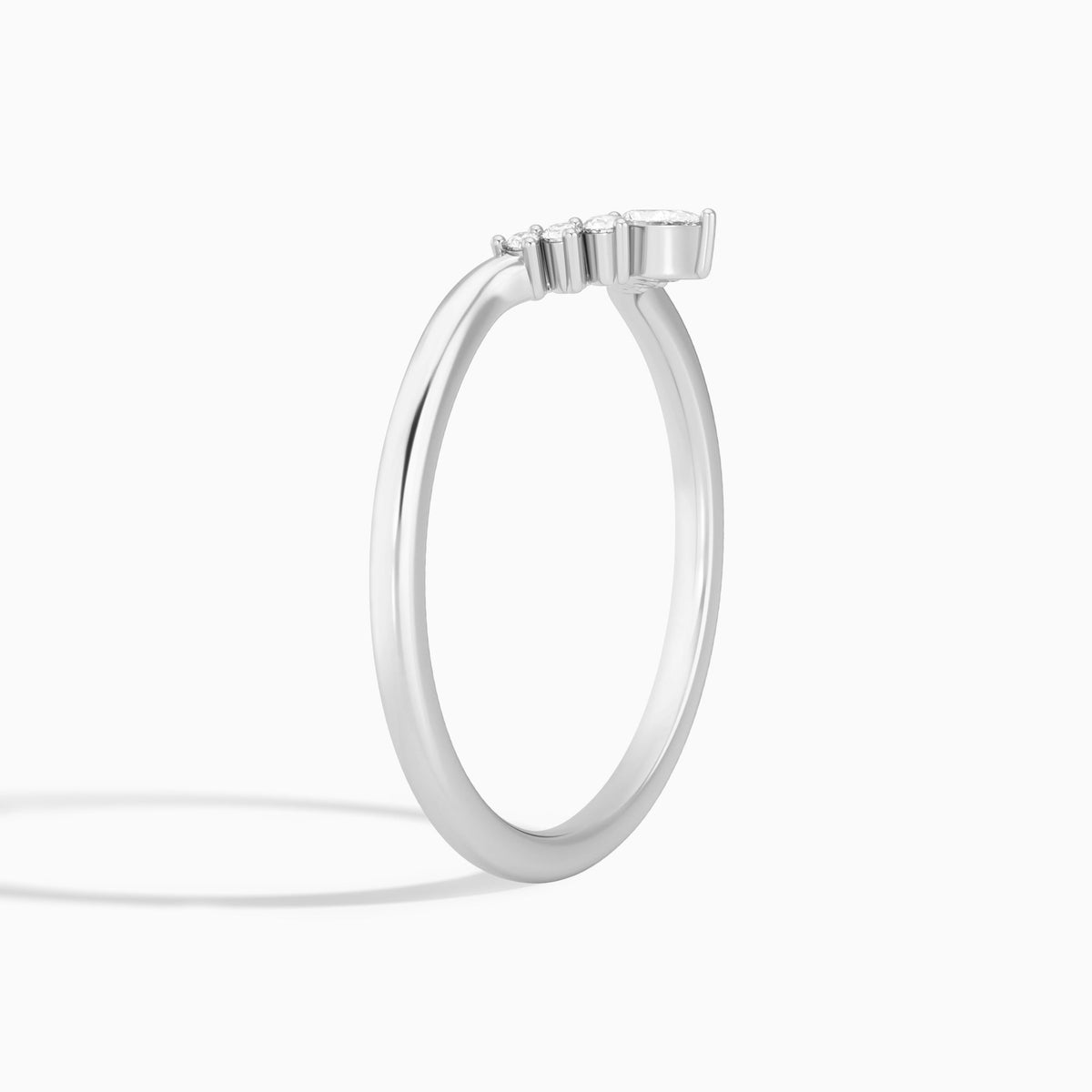 Crescent Round and Pear Diamond Ring in Platinum