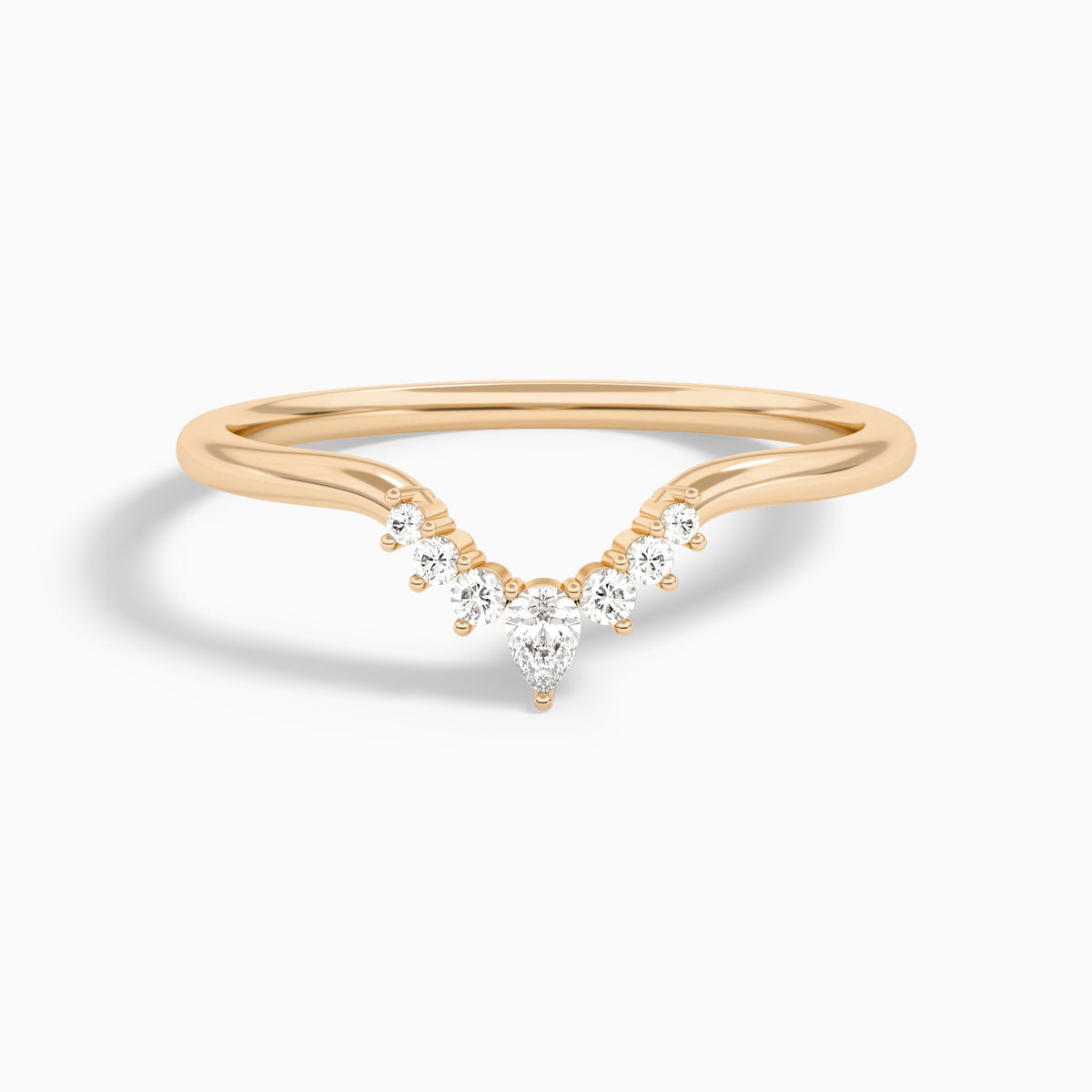Crescent Round and Pear Diamond Ring in 14K Rose Gold