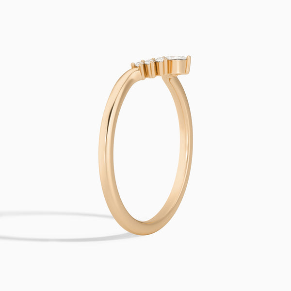 Crescent Round and Pear Diamond Ring in 14K Rose Gold